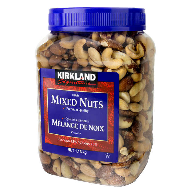 KIRKLAND SIGNATURE SALTED WHOLE MIXED NUTS, 1.13KG