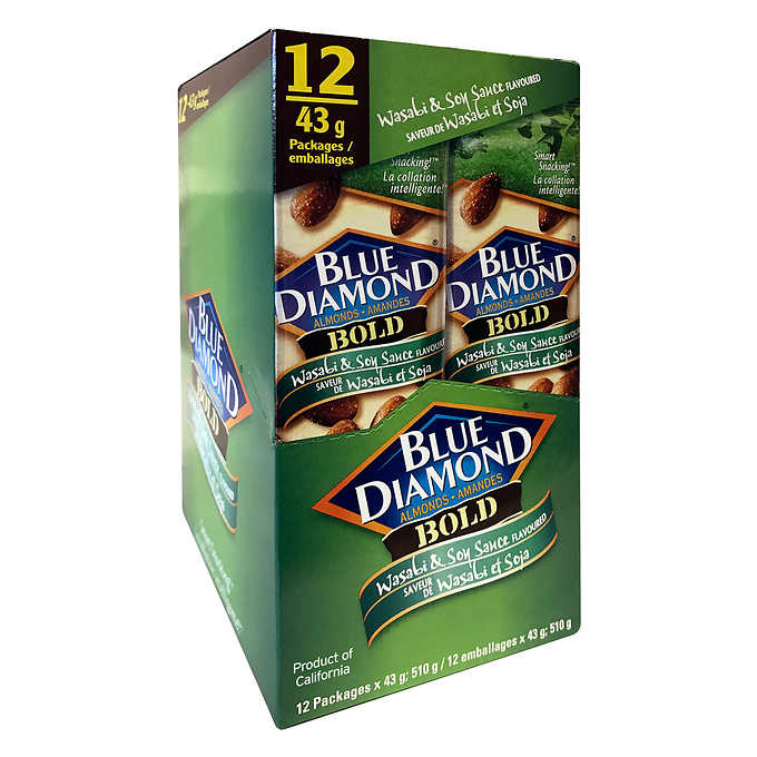 BLUE DIAMOND, WASABI AND SOY SAUCE ALMONDS, 12 X 43 G