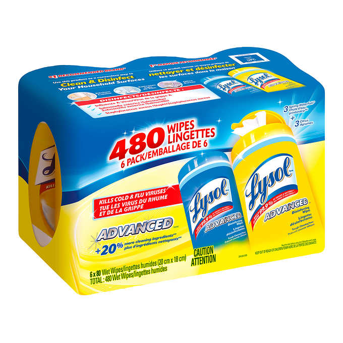 LYSOL DISINFECTING WIPES, 6 PACKS OF 80 WIPES