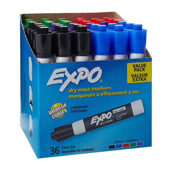 EXPO, DRY-ERASE CHISEL TIP MARKERS, 36 UNITS