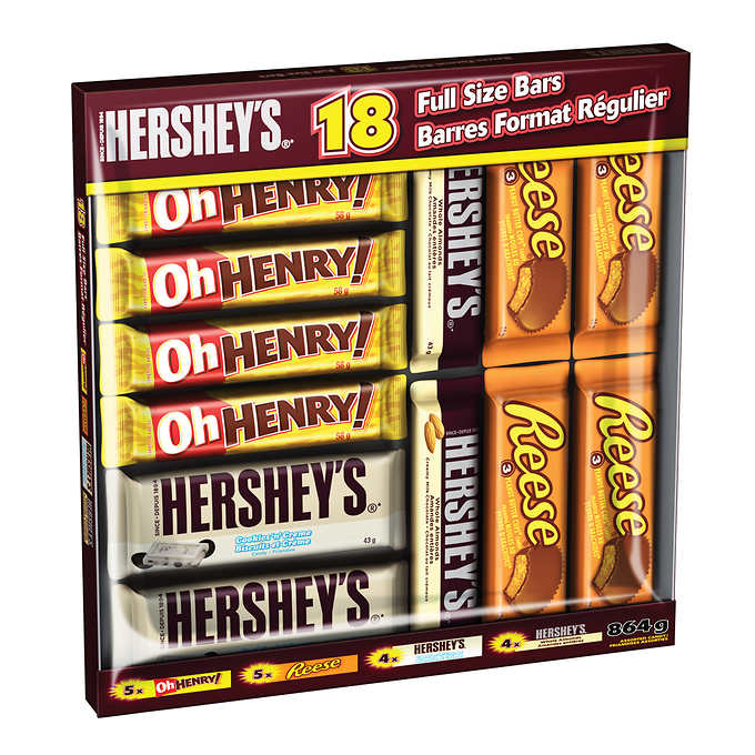 HERSHEY'S CHOCOLATE BAR ASSORTMENT, PACK OF 18