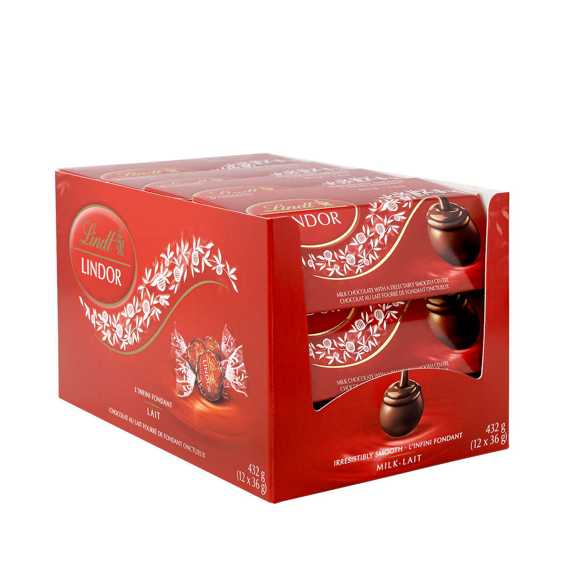 Lindt Lindor Milk Chocolate Truffles Box, 12 × 36 g