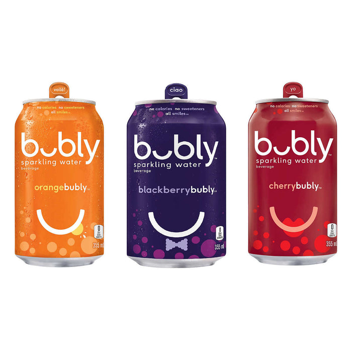 BUBLY, PACK VARIÉTÉ D'EAU PÉTILLANTE, 24 x 355 ML