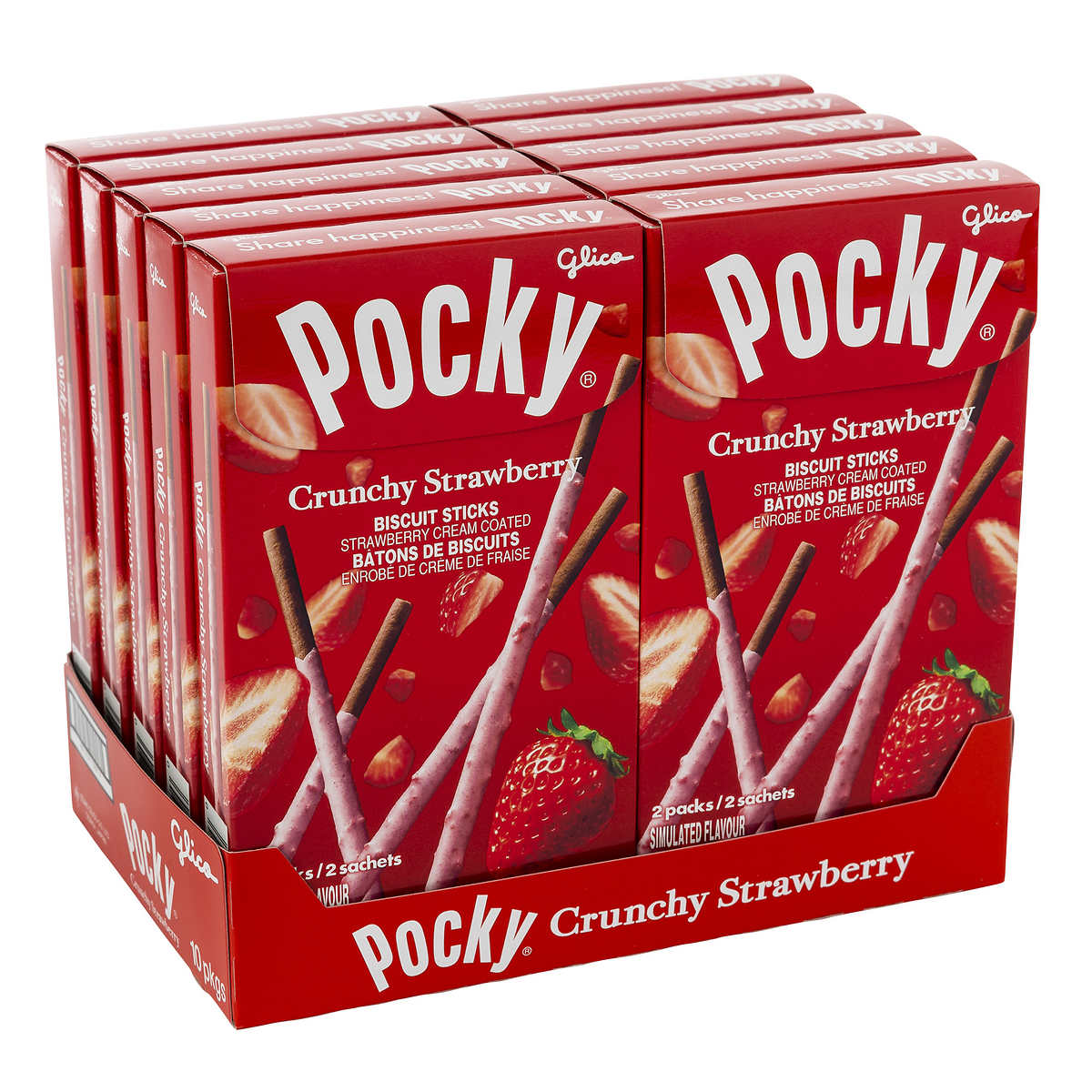 GLICO, CRUNCHY STRAWBERRY POCKY STICKS, 10 X 51 G — Nuvo Express