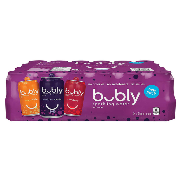 BUBLY, PACK VARIÉTÉ D'EAU PÉTILLANTE, 24 x 355 ML