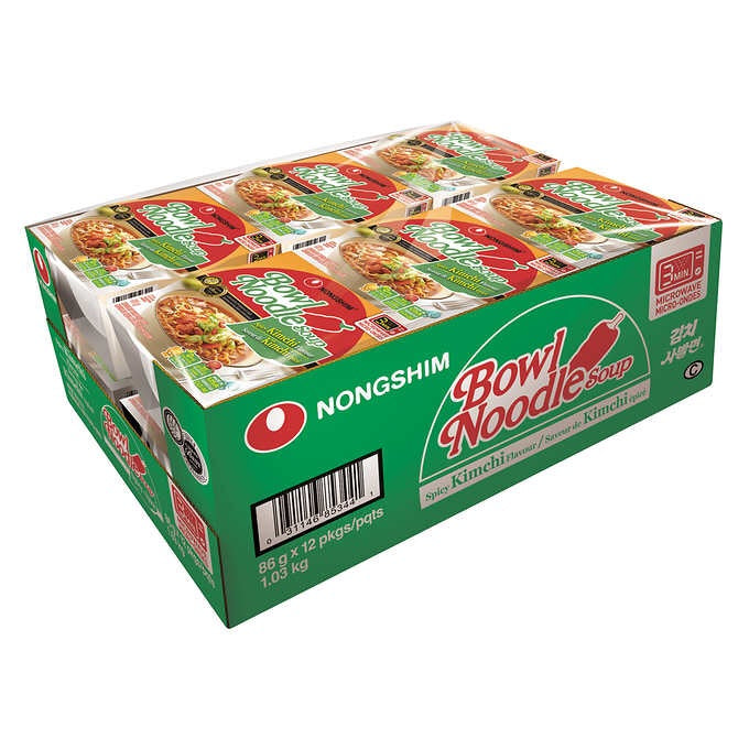 NONGSHIM, SPICY KIMCHI NOODLE SOUP BOWLS, 12 x 86 G